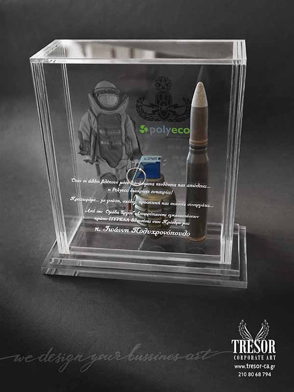 Tresor Corporate Art Στρογγυλή πλακέτα για δώρο επιβράβευσης Βραβείο πλεξιγκλας Αναμνηστικά δώρα Ειδικές κατασκευές plexiglass art and custom Δώρα με χάραξη